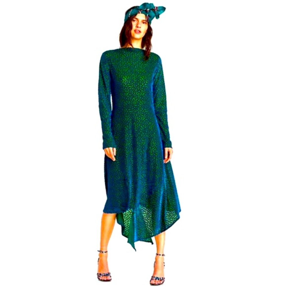 ZARA Shimmery Long Sleeve Polka Dot Dress S